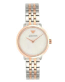 Emporio Armani Modern Slim Analog Mother of Pearl Dial Two Tone Steel Strap Watch For Women - AR11157
